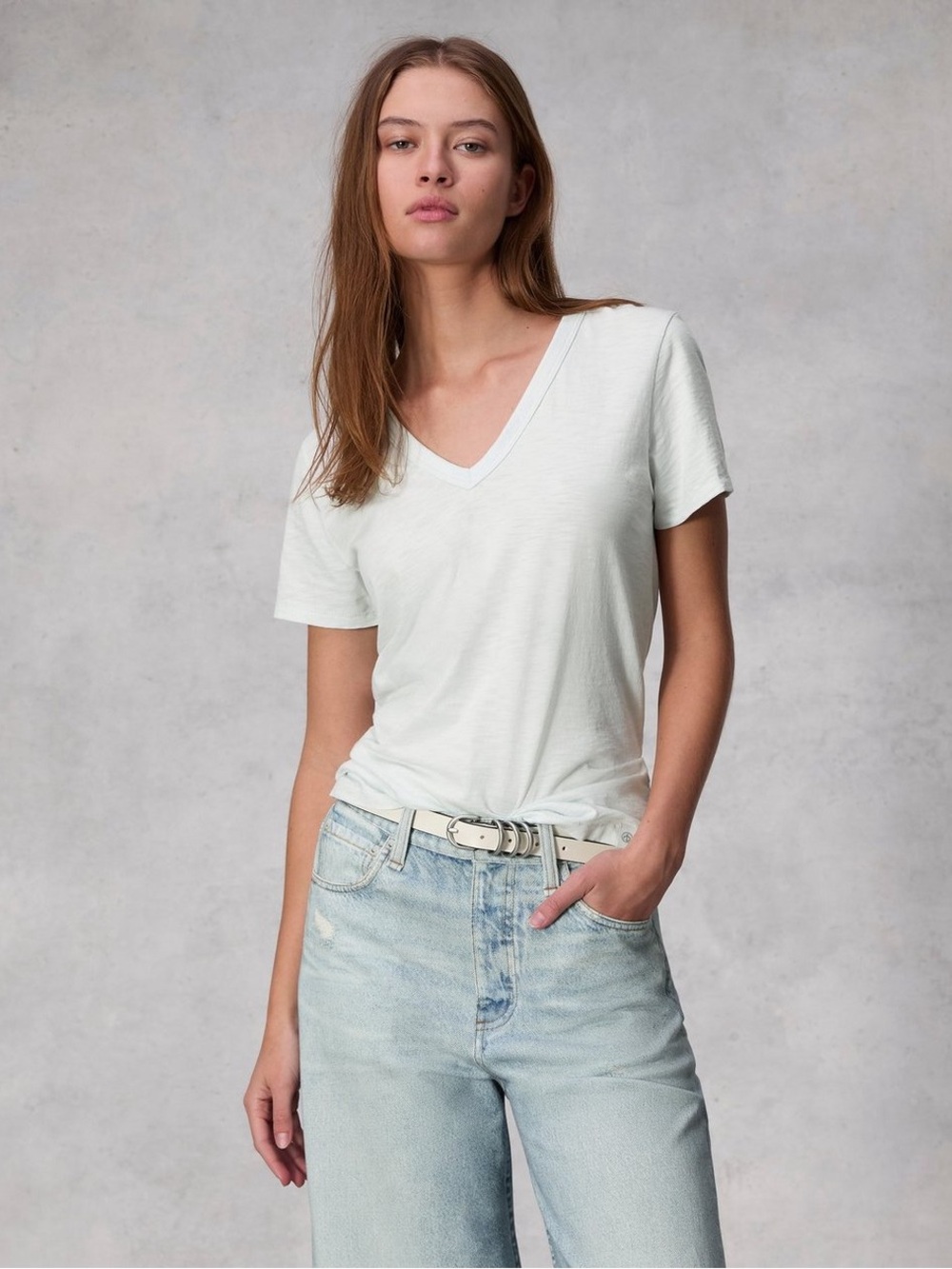 RAG & BONE The Slub Vee Organic Pima Cotton T-Shirt Size Small